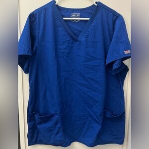Women's Blue V-Neck Scrub Top